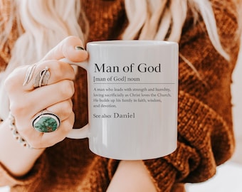 Man Of God Christian Coffee Mug Gift For Husband Father Pastor Faith Based Inspirational Religious Cup