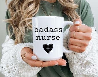Funny Nurse Gift Mug Badass Nurse Coffee Cup For RN LPN CNA Nursing Student Appreciation Gift Idea For Healthcare Worker Heroes