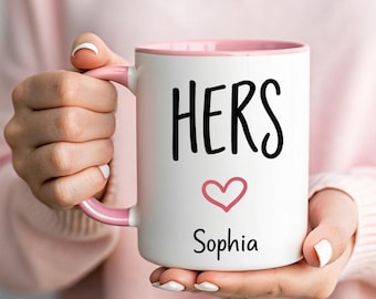 Gepersonaliseerde koffiemok cadeau met hart en naam Minimaal romantisch cadeau voor vrouw vriendin verjaardag Valentijnsdag
