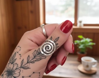 Sterlingzilveren spiraalring: handgemaakt wervelingsontwerp - wervelring voor dames - sieraden voor Pasen en Moederdag
