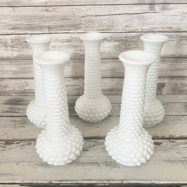 Milk Glass bud vases, White Glass vases, Milk glass vases, Hobnail milk glass, Wedding vases, Vintage Home decor