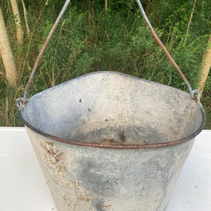 Vintage Bucket, Old metal Bucket, Metal Planter, Container, Rustic, Modern Farmhouse, Garden, Outdoor Decor