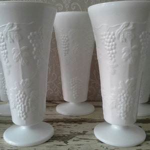 Milk Glass, Milk glass vases, Harvest Grape design milk glass, Wedding vases, Vintage wedding decor image 2