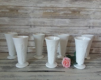 Milk Glass, Milk glass vases, Harvest Grape design milk glass, Wedding vases, Vintage wedding decor