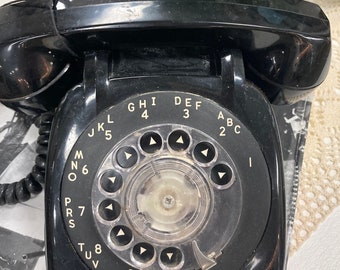 Vintage Rotary Telephone,  Black phone, Office decor, Retro, Dark Academia Home decor, Savannahs Cottage