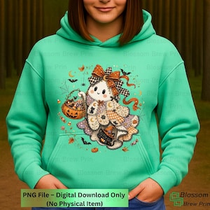 Halloween-clipart med spökmotiv i PNG-stil med svart katt och pumpa (digital nedladdning)