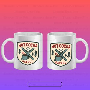 Hot Cocoa Patrol Badge PNG | Retro Winter Ski Lodge Clipart (Digital Download)