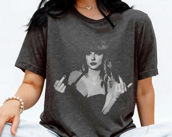 Double Middle Finger Women Empowerment Fuck the Patriarchy Retro Vintage Tee Photo Graphic  Soft Heather Women's Unisex Jersey Tee
