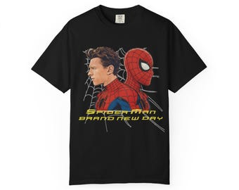 Retro Spider Brand New Day Movie Tee Tom Holland Fan Gift, Superhero Graphic T-Shirts, Soft Feel Retro Comic Hero Top