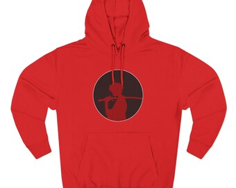 Red Mugen silhouette  , Samurai ChamplooThree-Panel Fleece Hoodie