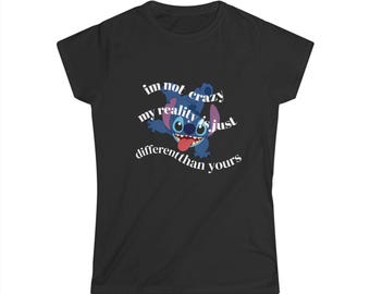 リロ＆スティッチ「Im Not Crazy..」キャラクターTシャツ レディース ソフトスタイルTシャツ