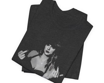 Double Middle Finger Women Empowerment Fuck the Patriarchy Retro Vintage Tee Photo Graphic  Soft Heather Women's Unisex Jersey Tee