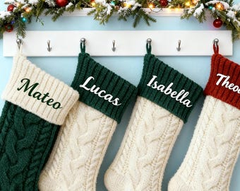 Personalized Knit Christmas Stocking: Embroidered Plush Family Stockings