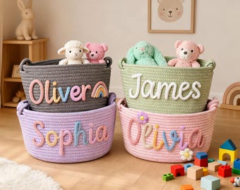 Personalized Cotton Rope Baby Basket: Woven Nursery Storage