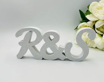 Personalized Monogram Initials Sign, Freestanding Couple Decor & Anniversary Gift