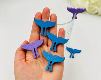 10pcs mermaid tail drink tags: Ocean Baby shower decors, Whale tail glass markers