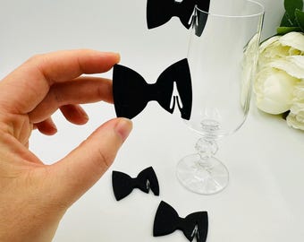 30pcs Bow Tie Drink Tags: Tuxedo themed Glass Toppers for Gentleman & Boss Parties