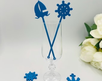 Nautical Drink Stirrers (Set of 10): Marine wedding decors, Coastal Cocktail Swizzles