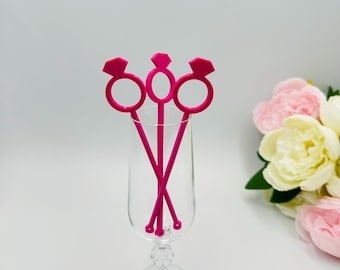 8pcs Ring drink stirrers: Engagement themed drink swizzles, Bridal shower cocktail sticks