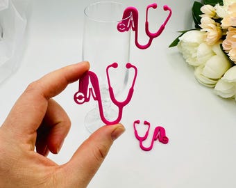 30pcs Stethoscope drink tags: Doctor & Nurse graduation decor, Healthcare party cup charms
