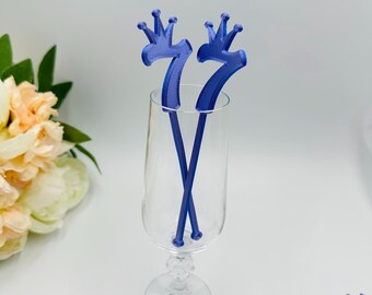 16pcs Number Cocktail Stir Sticks, Birthday Party Drink Stirrers, Anniversary Milestone Swizzle Sticks