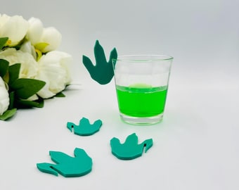 15pcs Dinosaur footprint drink tags: Jurassic party glass toppers, T-Rex parties & Jurassic table decors