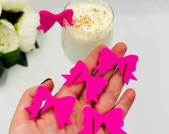 30pcs bow drink tags: Romantic glass toppers for Weddings, Bridal showers & Tie-the-Knot parties