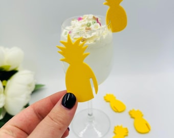 20pcs pineapple drink tags: Fruit decors, Summer glass markers, Hawaii party
