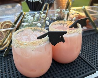 20pcs Grad Party Drink tags: 2026 Bachelor Cap Cup charms for Senior Celebration