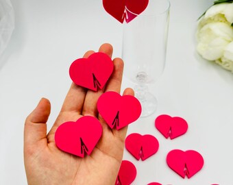 20pcs heart drink tags: Love-Themed glass toppers for Weddings, Engagements & Sweetheart parties
