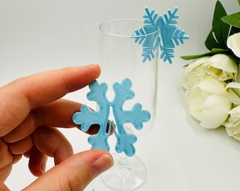 20pcs snowflake drink tags: Christmas decors, Winter glass toppers