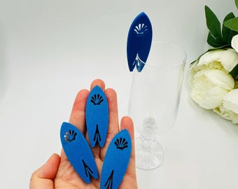 10pcs surfboard tags: Beach party glass toppers, Summer cup charms, Seaside party decors