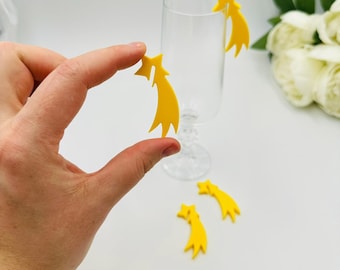 20pcs Shooting star drink tags: Universe themed birthday glass toppers, Celestial table decor