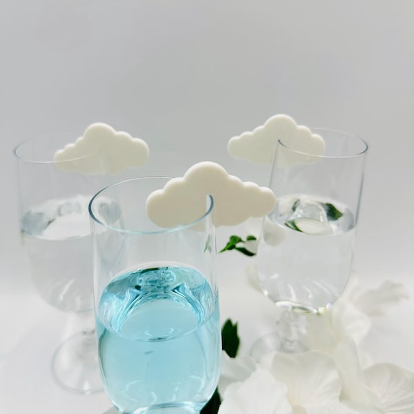 10pcs Cloud Drink Markers: Cloud 9 Party Glass Tags