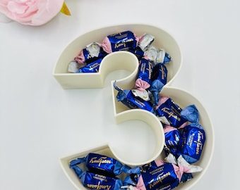 Fillable number Tray: Custom Food Safe birthday snack tray
