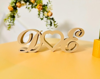 Custom couple initial Sign: Monogram sign with heart, Anniversary love Gift