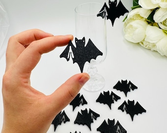 10pcs bat drink tags: Halloween decors, Spooky glass markers