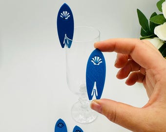 20pcs surfboard tags: Beach party glass toppers, Summer cup charms, Seaside party decors