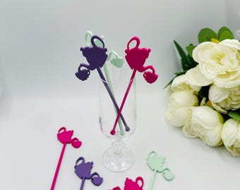 16pcs Teapot drink stirrers: Bridal brunch decor, Tea party drink stick swizzle