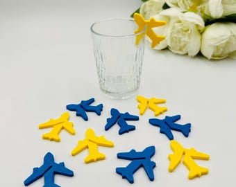 40pcs airplane Drink tags: Travel & Destination Glass Toppers for Pilot graduation Party