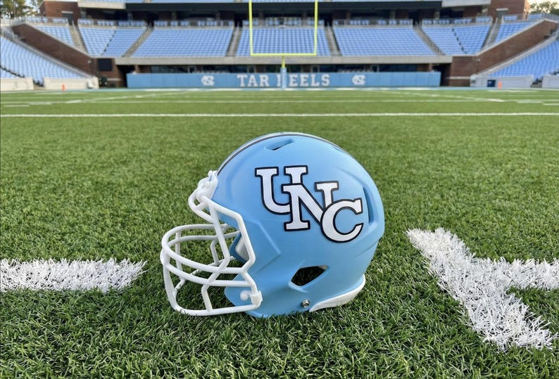 UNC Tar Heels Custom 3D Printed Football Helmet - 7" Desk Display - North Carolina Retro
