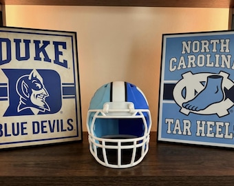 Duo UNC/Duke Football Helmet - Custom 3D Printed Desk Decor
