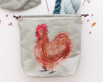 PREORDER • Knitting Project Bag, Project Bag, Vegan Bag, Organic Cotton, Cross Body Bag, Crochet Bag, Drawstring Bag, Knitting Bag, Bag