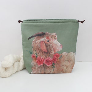 Sheep Knitting Project Bag, Sheep Project Bag, Knitting Bag, Project Bag, Crochet Bag, Knitting Project, Work in Progress Bag, Knitters Bag