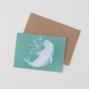 Beluga Whale 4x6 Print. Watercolor Illustration. Botanical Print. Whale Nursery Art. Nautical Wall Art. Beluga Whale Art Print. Nursery Art.