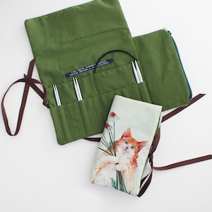 Crochet Hook Roll, Knitting Needle Case, Interchangeable Needle Case, Circular Needle Storage, Knitting Needle Organizer, Needle Holder