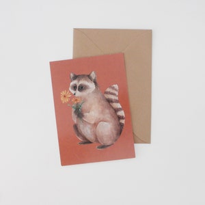 Greeting Card, Wall Art, Nursery Art Print, Rustic Home Decor, Home Decor, Nursery Wall Art, Thank You Card, Postcard, Raccoon Art Print