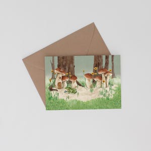 Frog Greeting Card, Wall Art, Nursery Art Print, Rustic Home Decor, Home Decor, Nursery Wall Art, Thank You Card, Postcard, Mushroom Print
