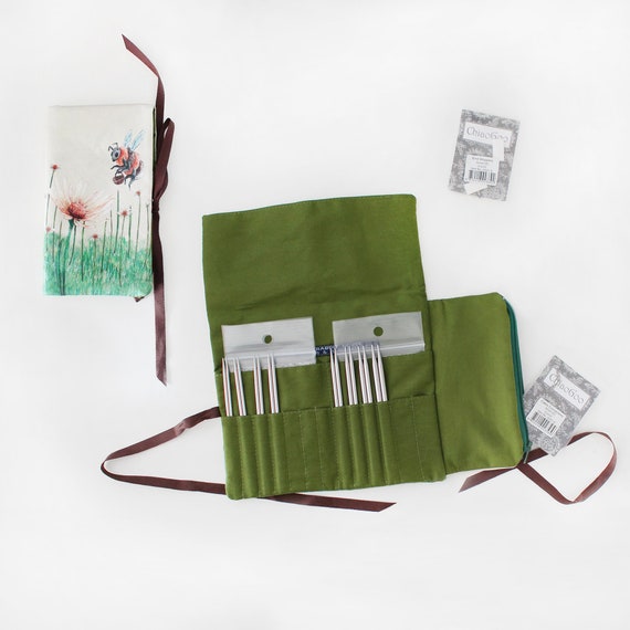 Knitting Needle Case with Needle Set Included Crochet Hook Roll Interchangeable Needle Case Knitting Needle Organizer Needle Holder Etsy