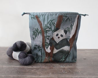 Sock Knitting Project Bag | READY TO SHIP | Project Bag, Vegan Bag, Crochet Bag, Drawstring Bag, Knitting Bag, Travel Bag, Bag for Knitters